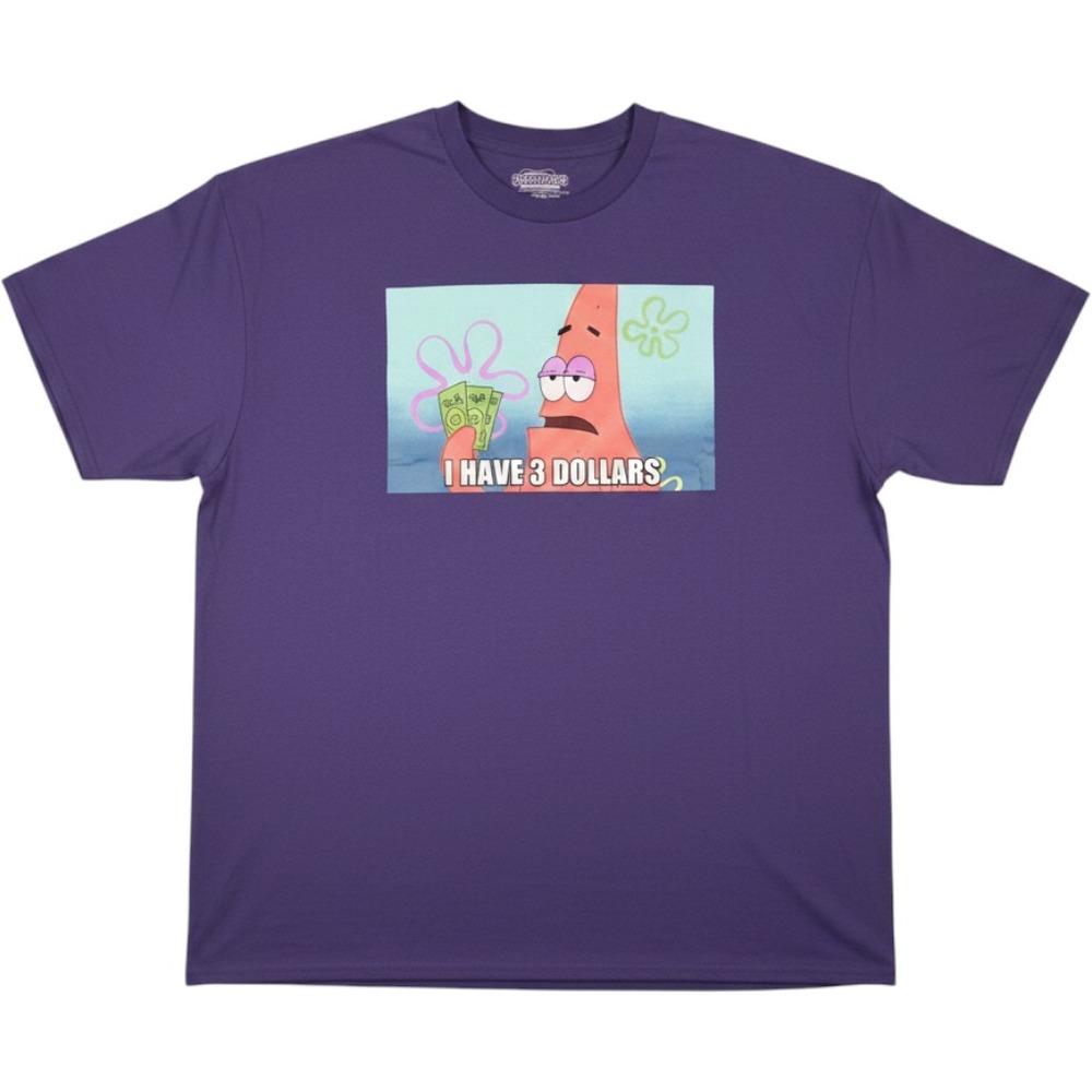 Nickelodeon SpongeBob Patrick Star I Have 3 Dollars Meme Purple Shirt XXL